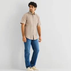 St. John's Bay Slub Mens Short Sleeve Classic Fit Button-Down Shirt