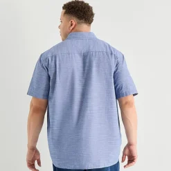 St. John's Bay Slub Mens Short Sleeve Classic Fit Big and Tall Button-Down Shirt