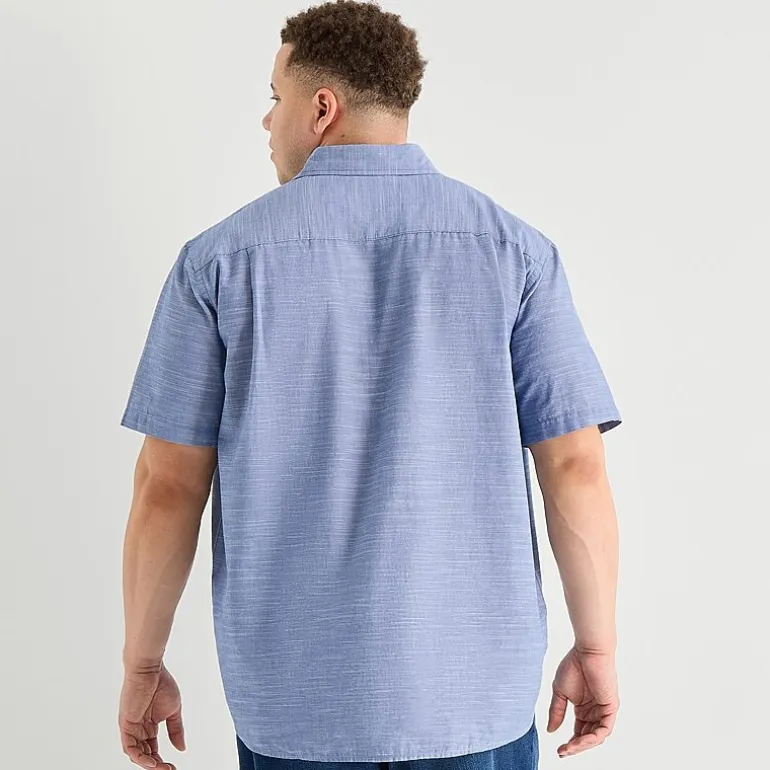 St. John's Bay Slub Mens Short Sleeve Classic Fit Big and Tall Button-Down Shirt