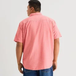 St. John's Bay Slub Mens Short Sleeve Classic Fit Big and Tall Button-Down Shirt