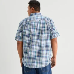 St. John's Bay Slub Mens Short Sleeve Classic Fit Big and Tall Button-Down Shirt