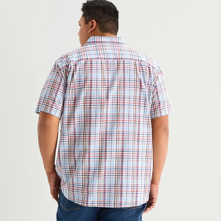 St. John's Bay Slub Mens Short Sleeve Classic Fit Big and Tall Button-Down Shirt