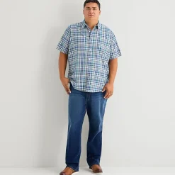 St. John's Bay Slub Mens Short Sleeve Classic Fit Big and Tall Button-Down Shirt
