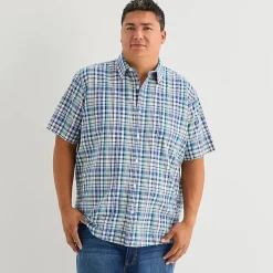 St. John's Bay Slub Mens Short Sleeve Classic Fit Big and Tall Button-Down Shirt
