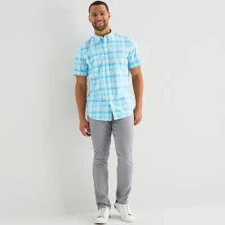 St. John's Bay Stretch Poplin Mens Short Sleeve Classic Fit Button-Down Shirt
