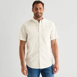 St. John's Bay Stretch Poplin Mens Short Sleeve Classic Fit Button-Down Shirt