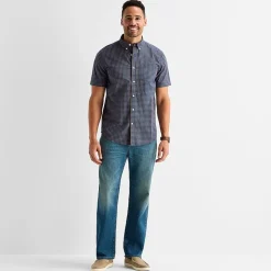 St. John's Bay Stretch Poplin Mens Short Sleeve Classic Fit Button-Down Shirt