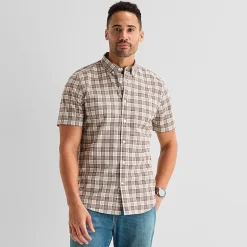 St. John's Bay Stretch Poplin Mens Short Sleeve Classic Fit Button-Down Shirt