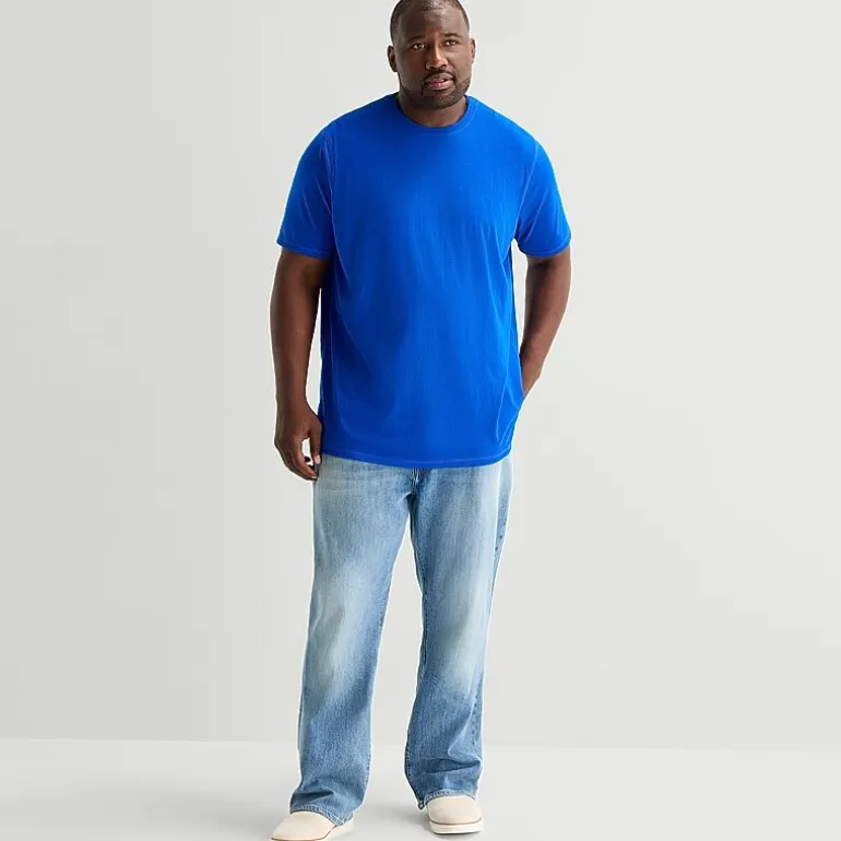 St. John's Bay Super Soft Mens Easy-on + Easy-off Crew Neck Short Sleeve Adaptive Big and Tall T-Shirt