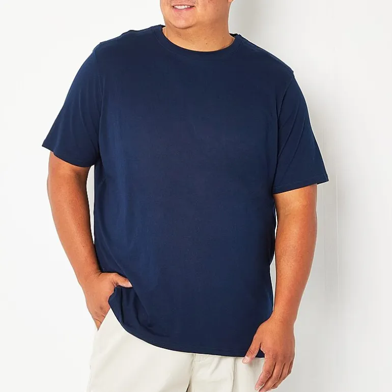 St. John's Bay Super Soft Mens Easy-on + Easy-off Crew Neck Short Sleeve Adaptive Big and Tall T-Shirt