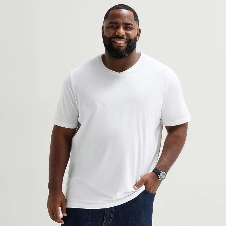 St. John's Bay Super Soft Mens V Neck Short Sleeve Quick Dry Big and Tall T-Shirt