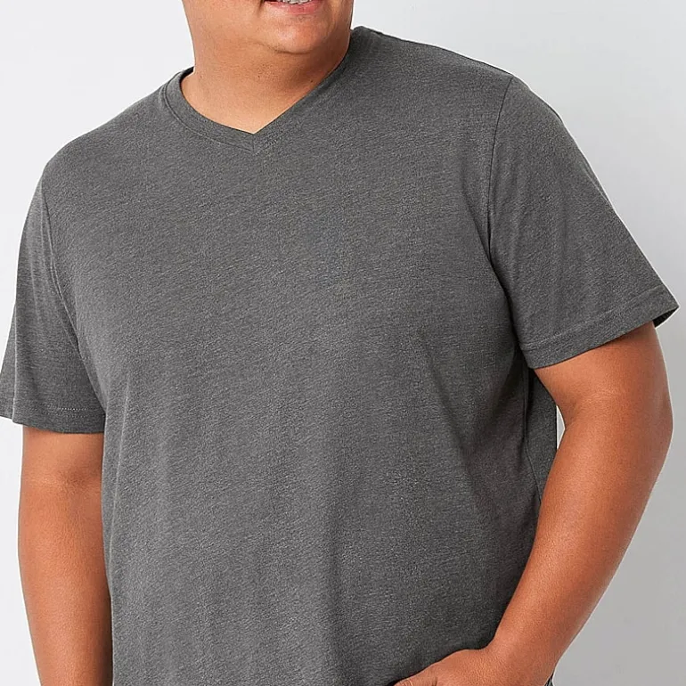 St. John's Bay Super Soft Mens V Neck Short Sleeve Quick Dry Big and Tall T-Shirt