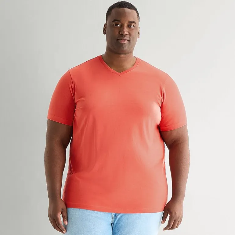 St. John's Bay Super Soft Mens V Neck Short Sleeve Quick Dry Big and Tall T-Shirt