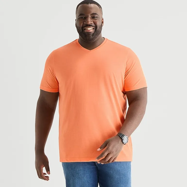 St. John's Bay Super Soft Mens V Neck Short Sleeve Quick Dry Big and Tall T-Shirt