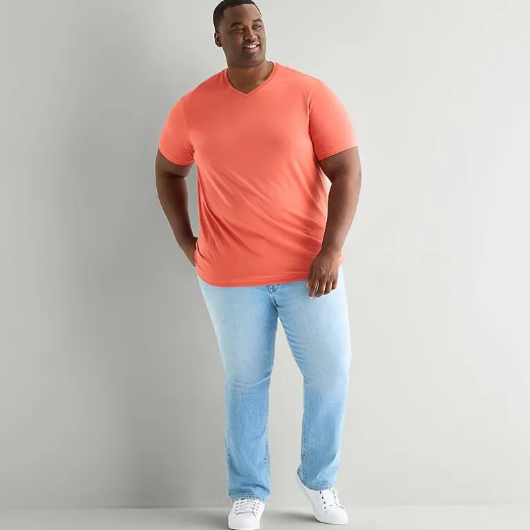 St. John's Bay Super Soft Mens V Neck Short Sleeve Quick Dry Big and Tall T-Shirt