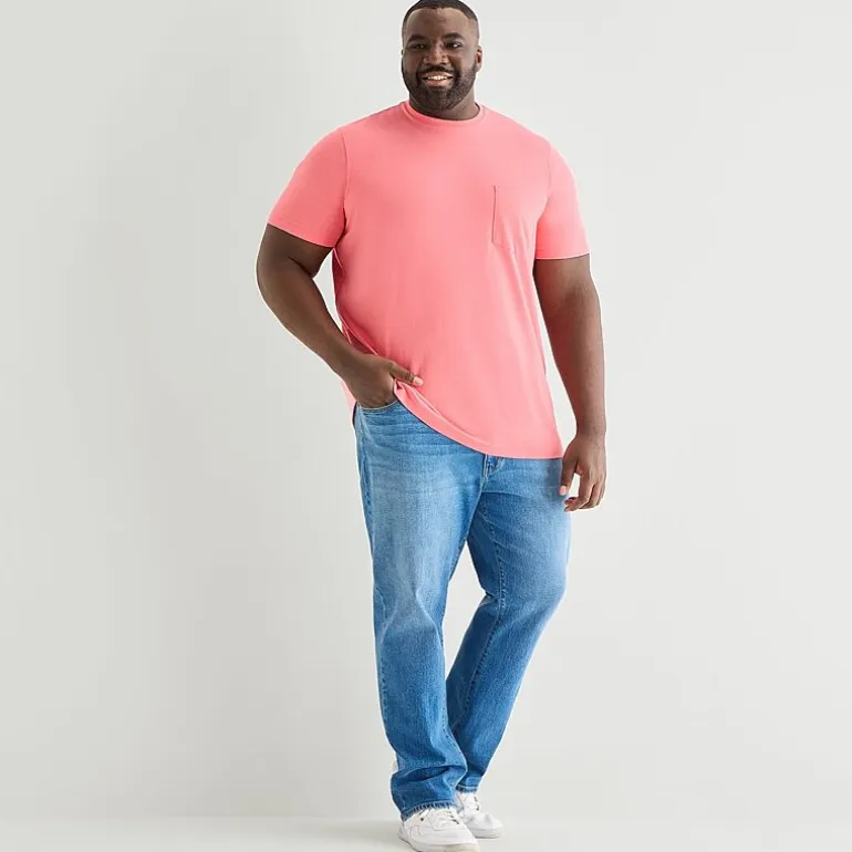 St. John's Bay Super Soft Pocket Mens Crew Neck Short Sleeve Quick Dry Stretch Fabric Big and Tall T-Shirt