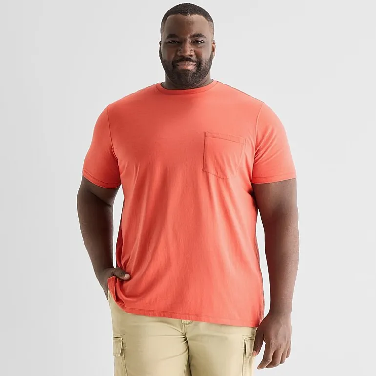 St. John's Bay Super Soft Pocket Mens Crew Neck Short Sleeve Quick Dry Stretch Fabric Big and Tall T-Shirt