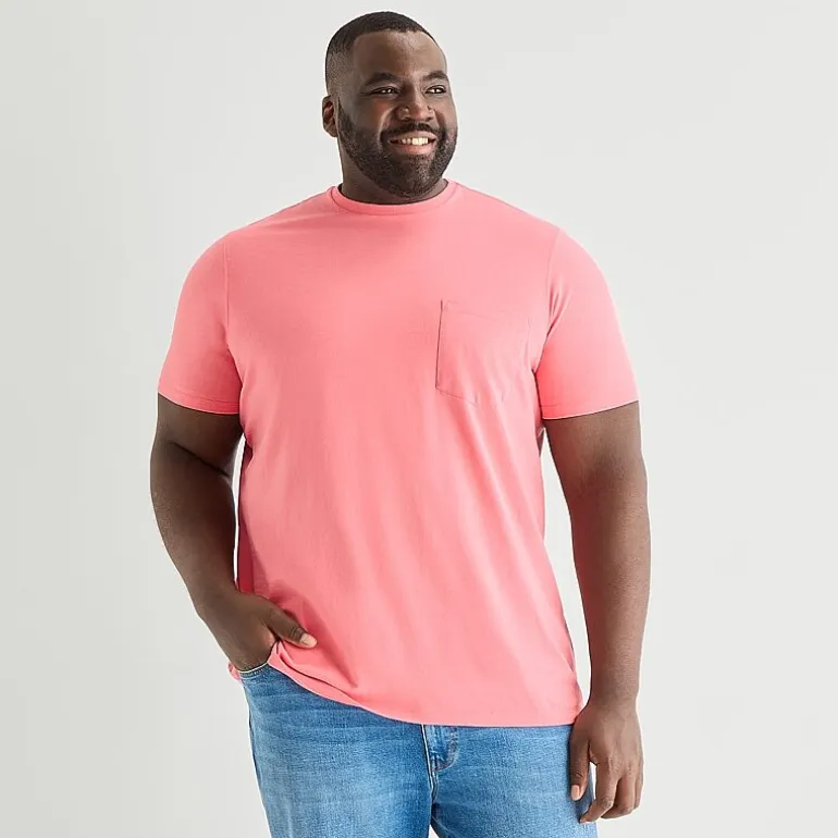 St. John's Bay Super Soft Pocket Mens Crew Neck Short Sleeve Quick Dry Stretch Fabric Big and Tall T-Shirt
