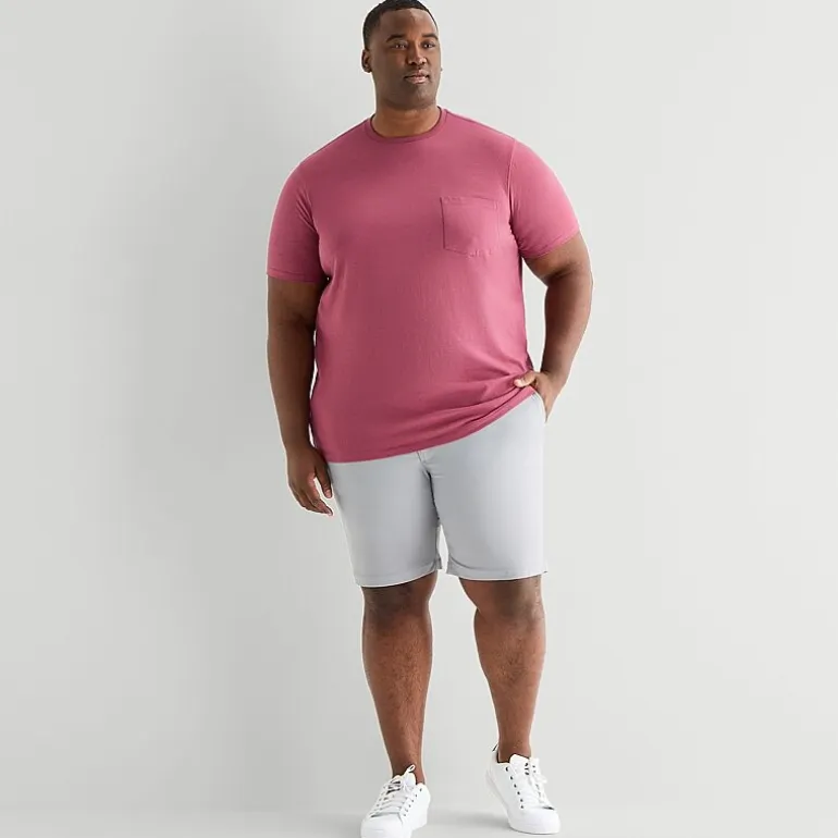 St. John's Bay Super Soft Pocket Mens Crew Neck Short Sleeve Quick Dry Stretch Fabric Big and Tall T-Shirt