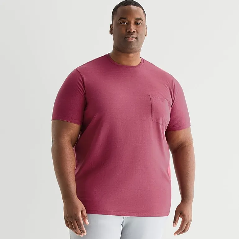 St. John's Bay Super Soft Pocket Mens Crew Neck Short Sleeve Quick Dry Stretch Fabric Big and Tall T-Shirt