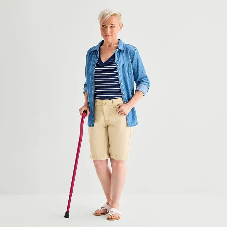St. John's Bay Womens 11" Adaptive Easy-on + Easy-off Bermuda Short