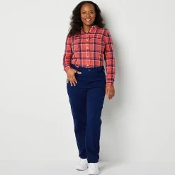 St. John's Bay Womens Adaptive Easy-on + Easy-off Seated Wear Slim Mid Rise Trouser