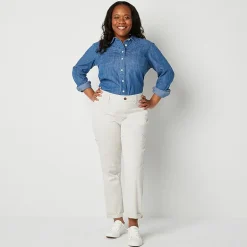 St. John's Bay Womens Adaptive Easy-on + Easy-off Seated Wear Slim Mid Rise Trouser