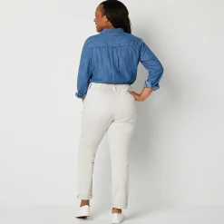 St. John's Bay Womens Adaptive Easy-on + Easy-off Seated Wear Slim Mid Rise Trouser