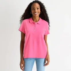 St. John's Bay Womens Adaptive Short Sleeve Easy-on + Easy-off Polo Shirt