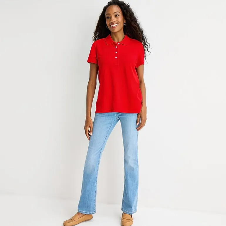 St. John's Bay Womens Adaptive Short Sleeve Easy-on + Easy-off Polo Shirt