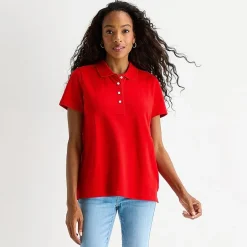 St. John's Bay Womens Adaptive Short Sleeve Easy-on + Easy-off Polo Shirt