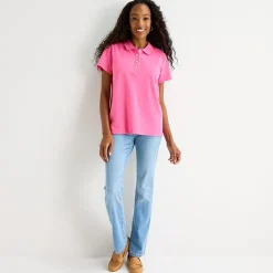 St. John's Bay Womens Adaptive Short Sleeve Easy-on + Easy-off Polo Shirt