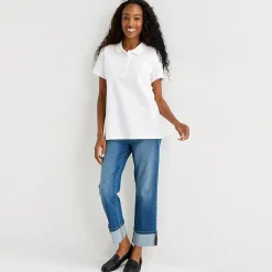 St. John's Bay Womens Adaptive Short Sleeve Easy-on + Easy-off Polo Shirt