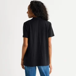 St. John's Bay Womens Adaptive Short Sleeve Easy-on + Easy-off Polo Shirt