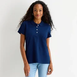 St. John's Bay Womens Adaptive Short Sleeve Easy-on + Easy-off Polo Shirt