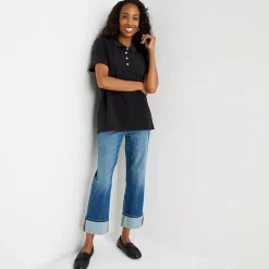 St. John's Bay Womens Adaptive Short Sleeve Easy-on + Easy-off Polo Shirt