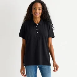 St. John's Bay Womens Adaptive Short Sleeve Easy-on + Easy-off Polo Shirt
