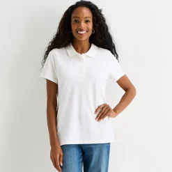 St. John's Bay Womens Adaptive Short Sleeve Easy-on + Easy-off Polo Shirt