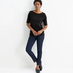 St. John's Bay Womens Boat Neck Elbow Sleeve T-Shirt