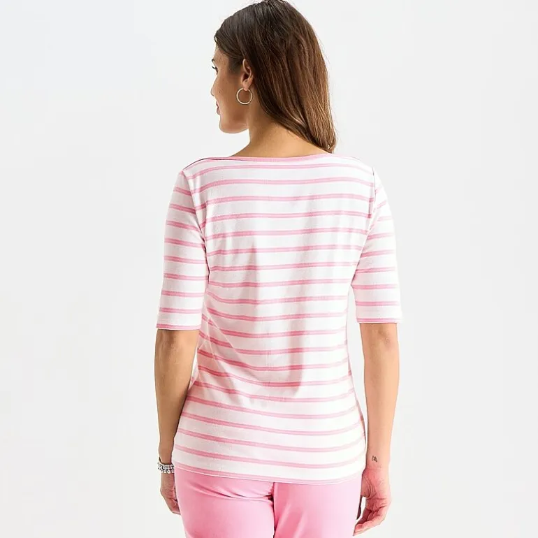 St. John's Bay Womens Boat Neck Elbow Sleeve T-Shirt