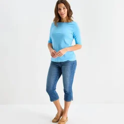 St. John's Bay Womens Boat Neck Elbow Sleeve T-Shirt