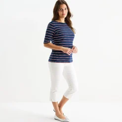 St. John's Bay Womens Boat Neck Elbow Sleeve T-Shirt
