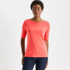 St. John's Bay Womens Boat Neck Elbow Sleeve T-Shirt