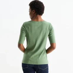 St. John's Bay Womens Boat Neck Elbow Sleeve T-Shirt