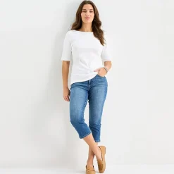 St. John's Bay Womens Boat Neck Elbow Sleeve T-Shirt