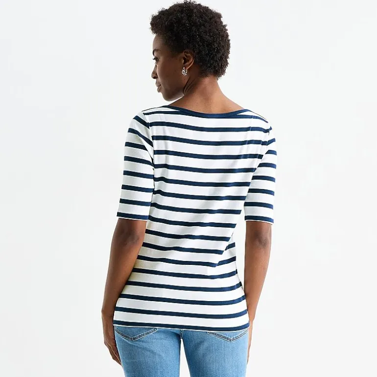 St. John's Bay Womens Boat Neck Elbow Sleeve T-Shirt