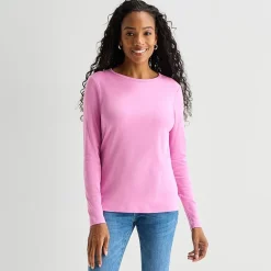St. John's Bay Womens Crew Neck Long Sleeve T-Shirt