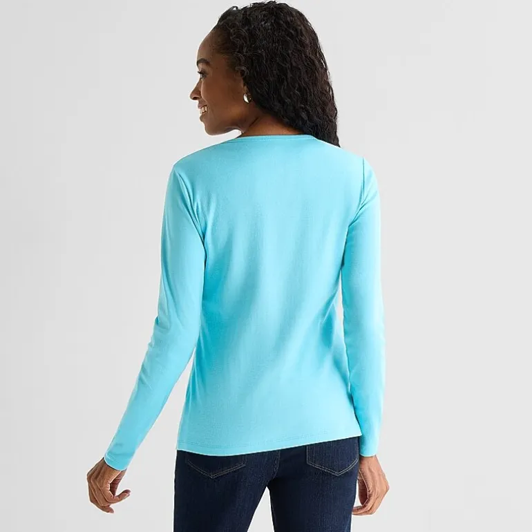 St. John's Bay Womens Crew Neck Long Sleeve T-Shirt