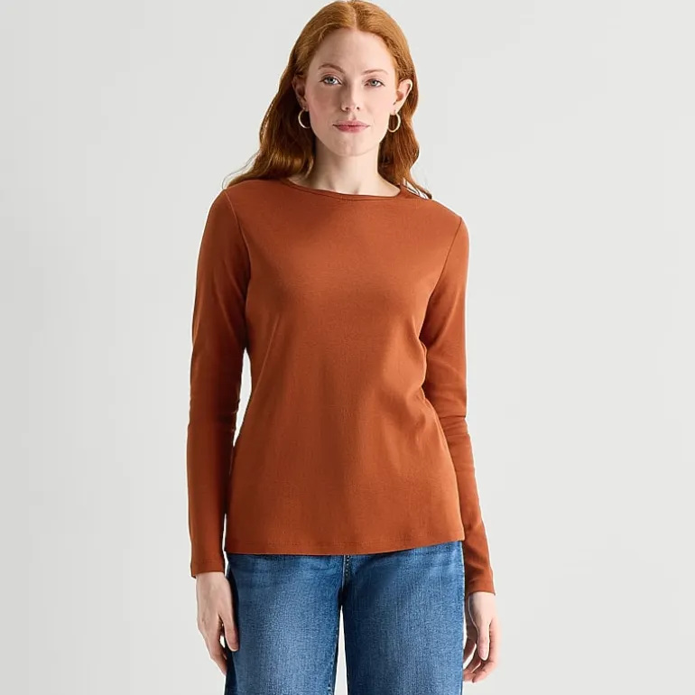 St. John's Bay Womens Crew Neck Long Sleeve T-Shirt