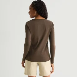 St. John's Bay Womens Crew Neck Long Sleeve T-Shirt
